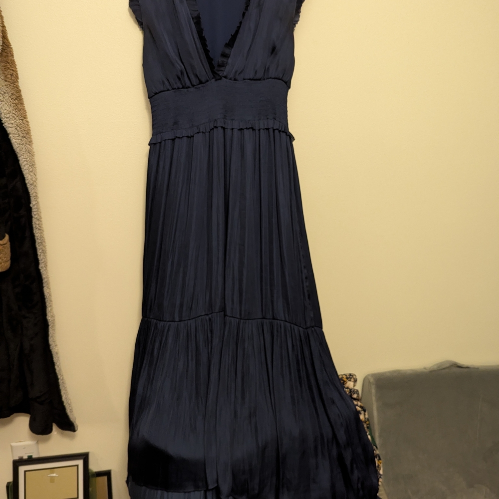 Banana Republic Blue Ruched Tiered Maxi Gown for Weddings Size 8